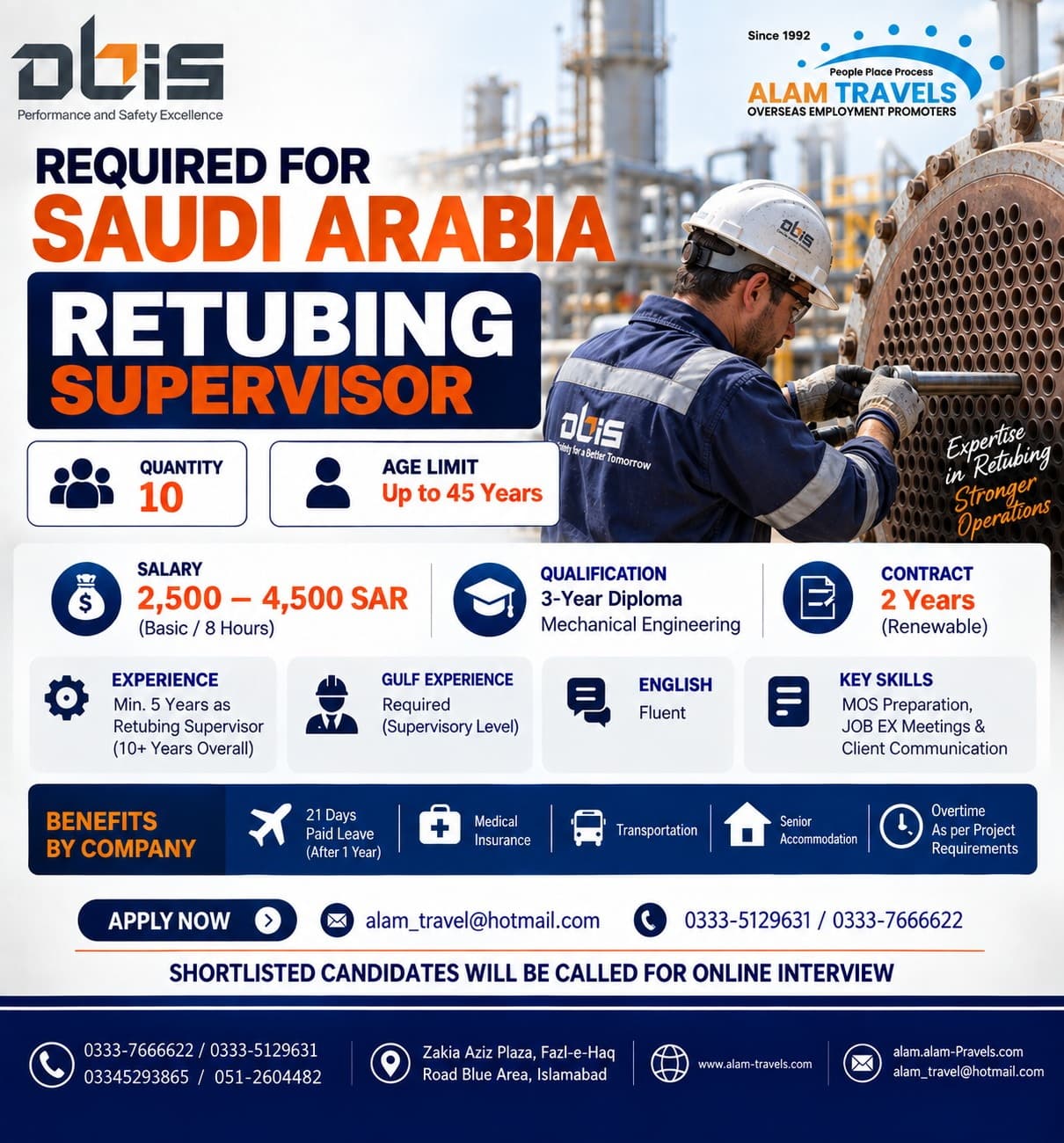 RETUBING SUPERVISOR