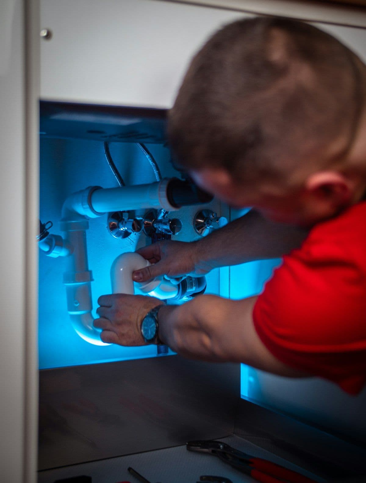Plumber at work